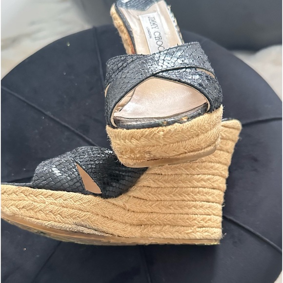 Jimmy Choo Women's snake leather Black Slides - Picture 3 of 6